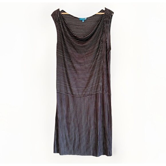 Derek Lam Design Nation Womens Dress Size XL  Striped Black Drape Neck Preppy - Picture 1 of 14